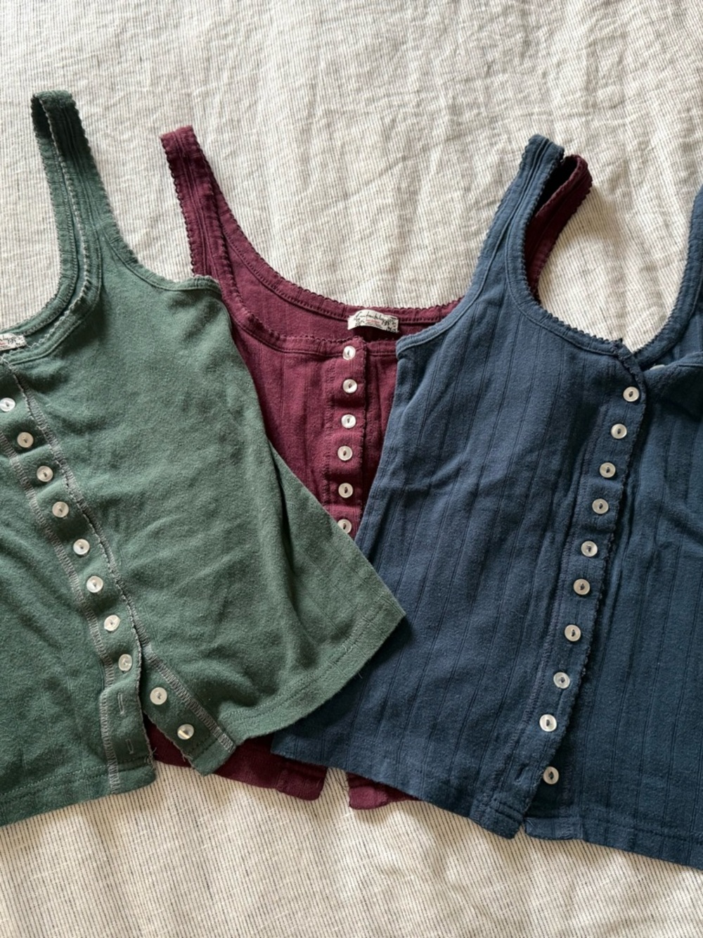 Free People Cotton Tank bundle- Green, Burgundy, Navy